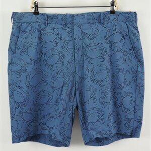 New Polo Golf Ralph Lauren Performance Mens 40 x 9" Blue Crab Print Chino Shorts
